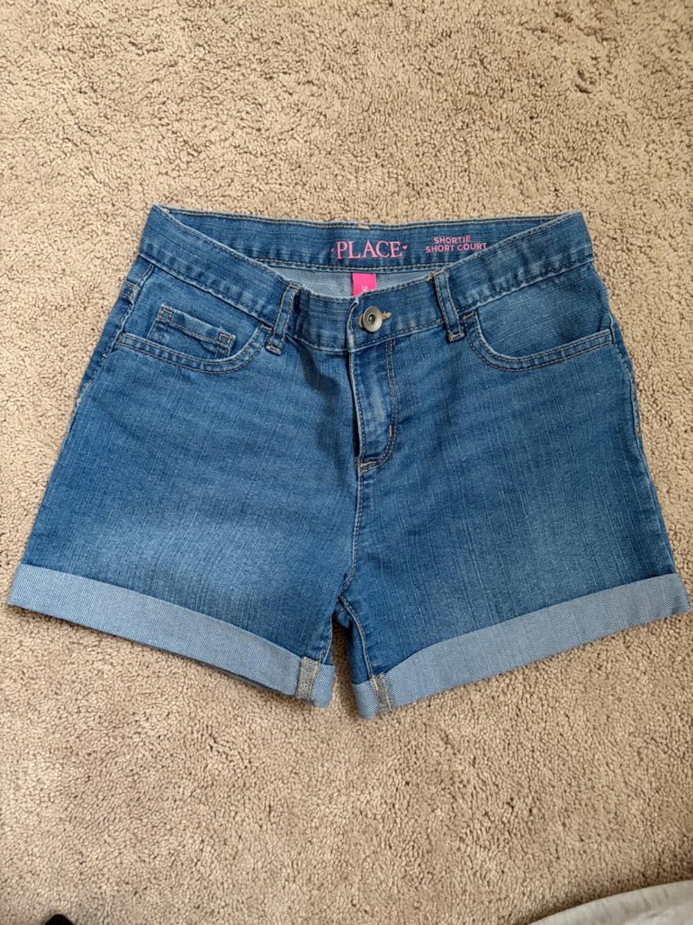 The Children's Place Medium Blue Denim Roll-Cuff Shorts
